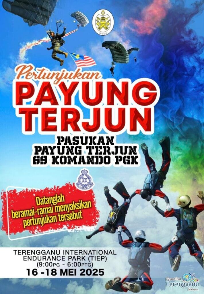 Pertunjukkan Payung Terjun Pasukan Payung Terjun 69 Komando PGK