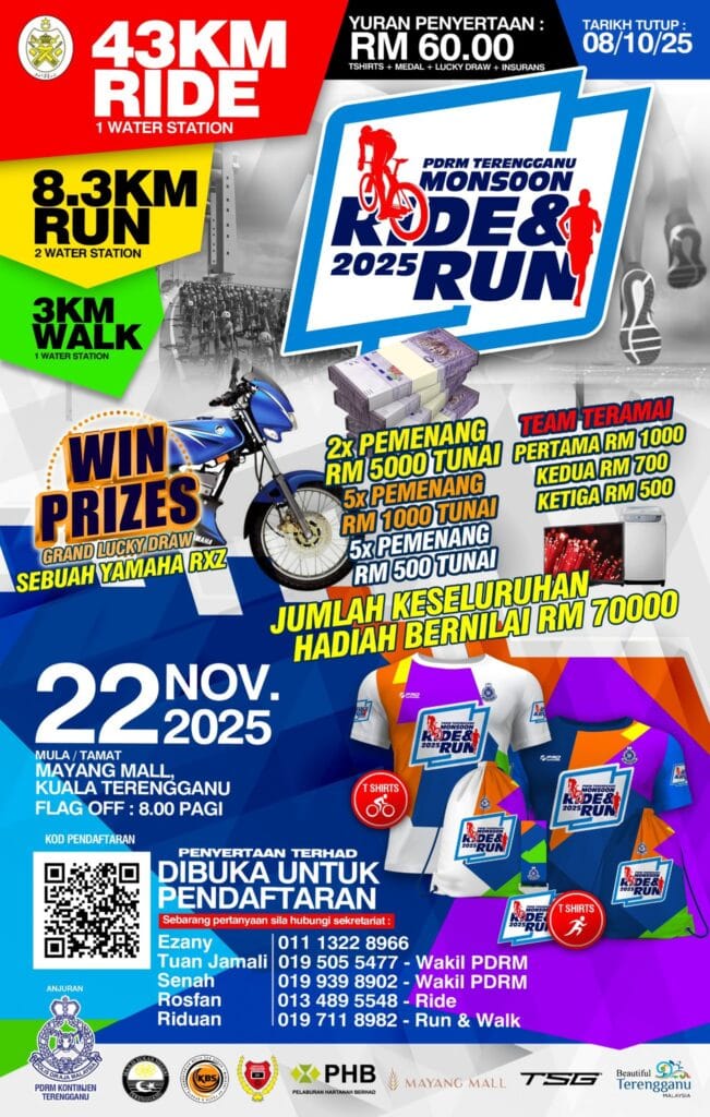 PDRM Terengganu Monsoon Ride & Run 2025 Poster